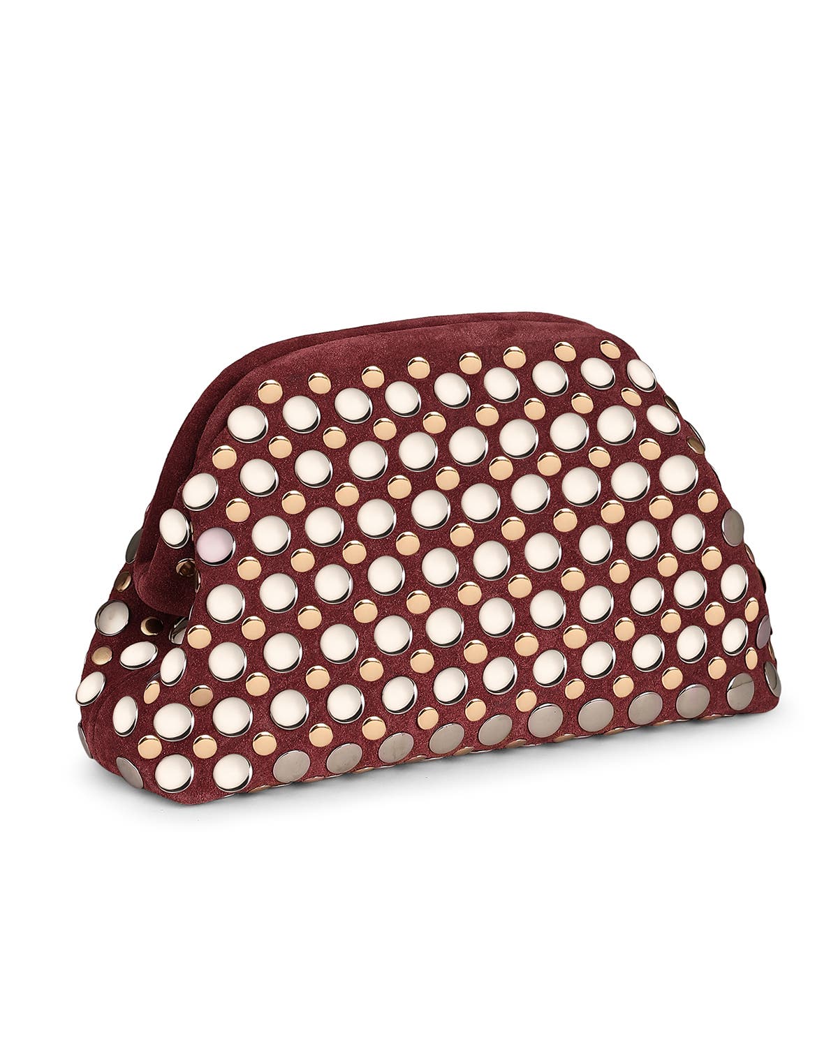 Aya Studded Frame Clutch, Alternate, color, BURGUNDY