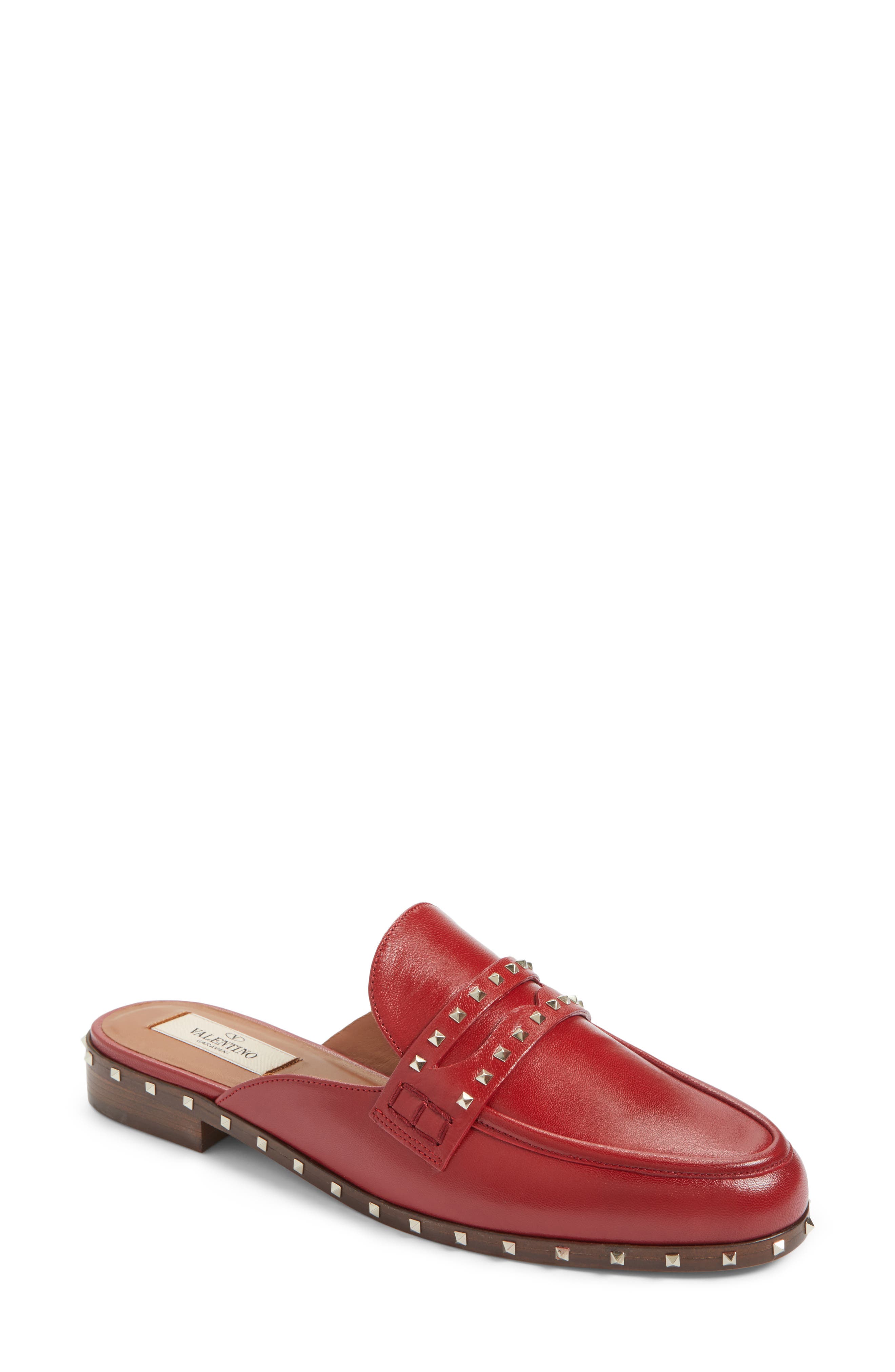 Soul Rockstud Loafer Mule, Main, color, RED LEATHER