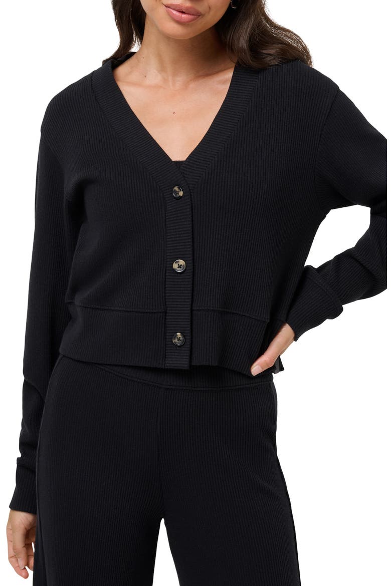 Evening Retreat Rib Cardigan, Main, color, BLACK