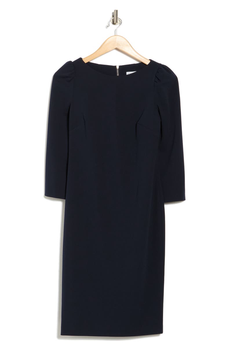 Calvin Klein Scuba Crepe Three-Quarter Sleeve Sheath Dress, Alternate, color, Indigo
