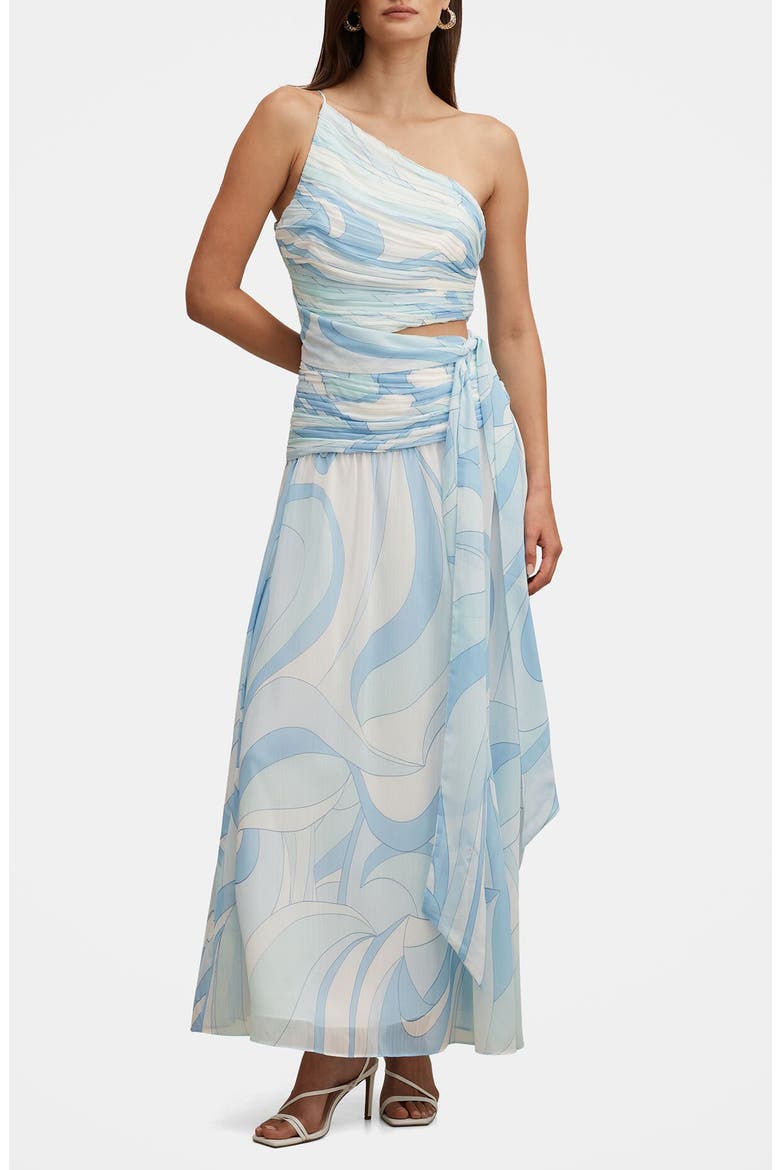 Connie Ruched Asymmetric Dress, Main, color, MINT TAVIRA