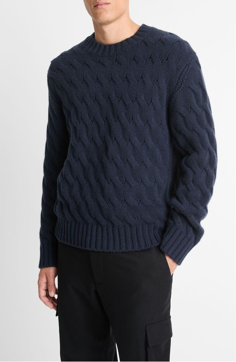 Vince Cable Stitch Crewneck Wool Sweater, Main, color,