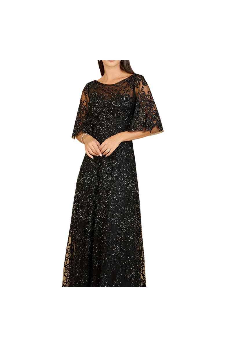 LARA New York Cape Sleeve Mother's Gown, Alternate, color, Black