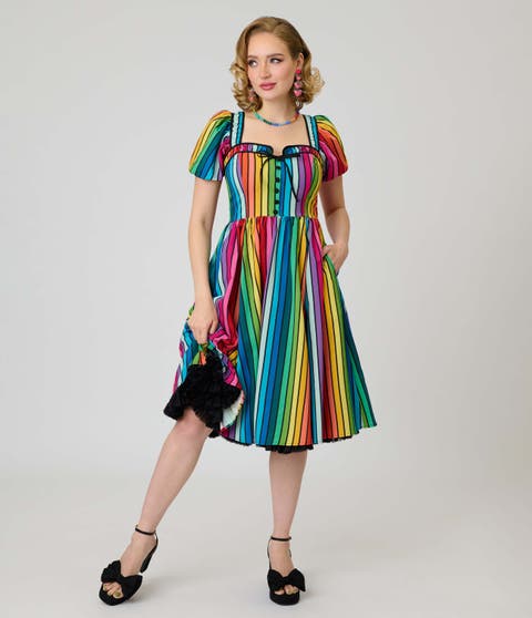 1940s Sweetheart Button Front Swing Dress