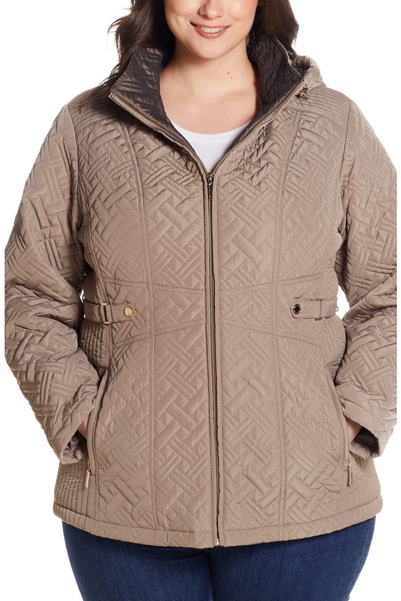 Quilted Jacket with Removable Hood, Main, color, MUSHROOM