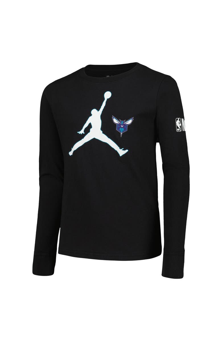 Jordan Brand Youth Jordan Brand Black Charlotte Hornets Swoosh Long Sleeve T-Shirt, Alternate, color, 