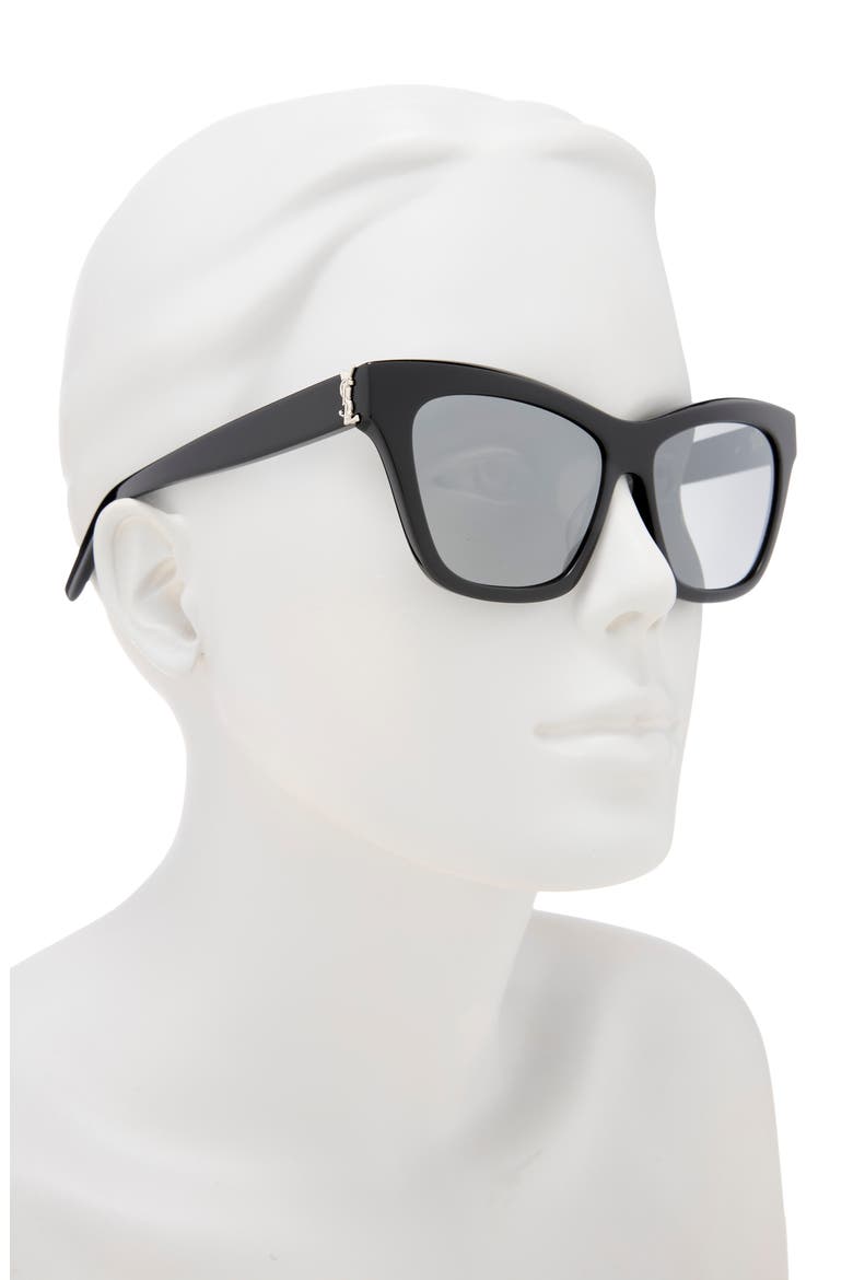 56mm Cat Eye Sunglasses, Alternate, color, BLACK BLACK SILVER