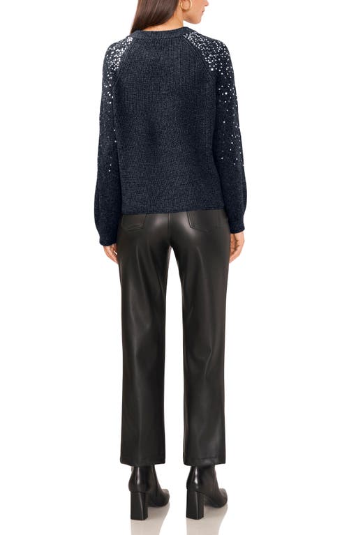 Vince Camuto Sequinned Raglan Sleeve Sweater In Blue