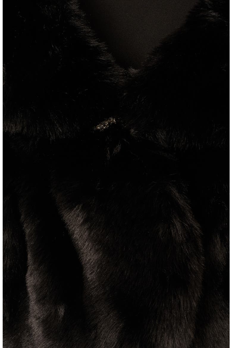 Crystal Faux Fur Wrap Capelet, Alternate, color, BLACK