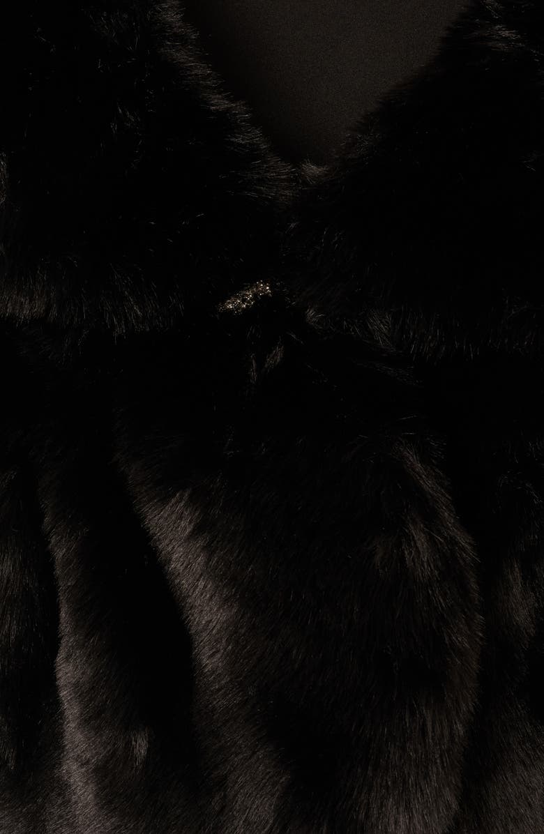 Adrianna Papell Crystal Faux Fur Wrap Capelet, Alternate, color,