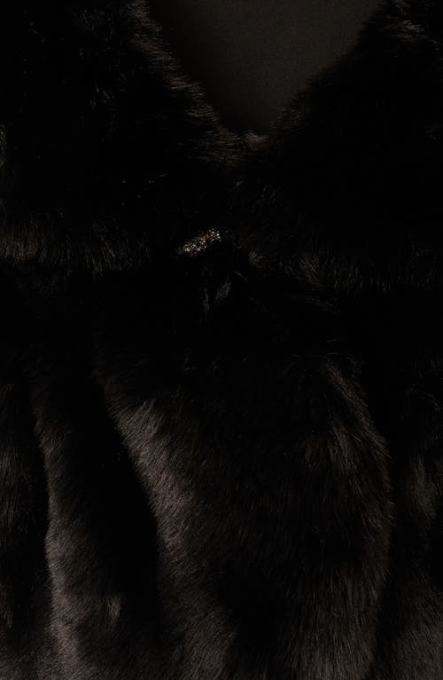 Adrianna Papell Crystal Faux Fur Wrap Capelet In Black