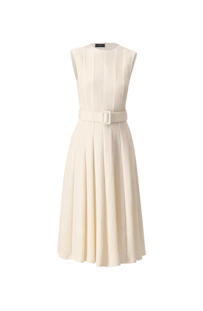 IVONNE Sleeveless Midi Dress with Belt, Alternate, color, Natural