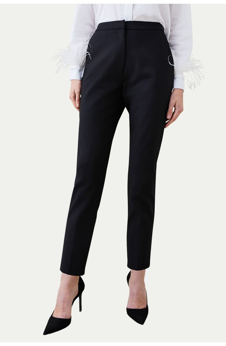 Karen Millen Petite Essential Techno Woven Trousers, Alternate, color, Black