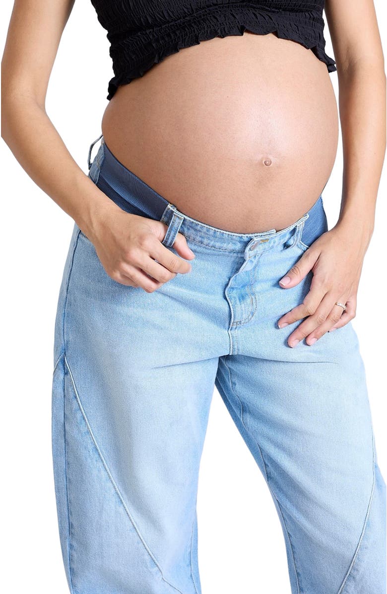MOTHERHOOD MATERNITY Under the Belly Barrel Leg Maternity Jeans, Alternate, color, Marsha Wash