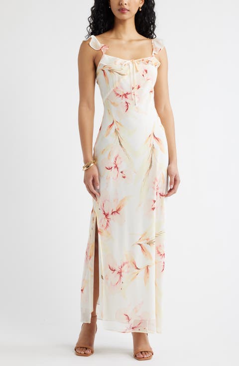 Ruffle Chiffon Maxi Dress