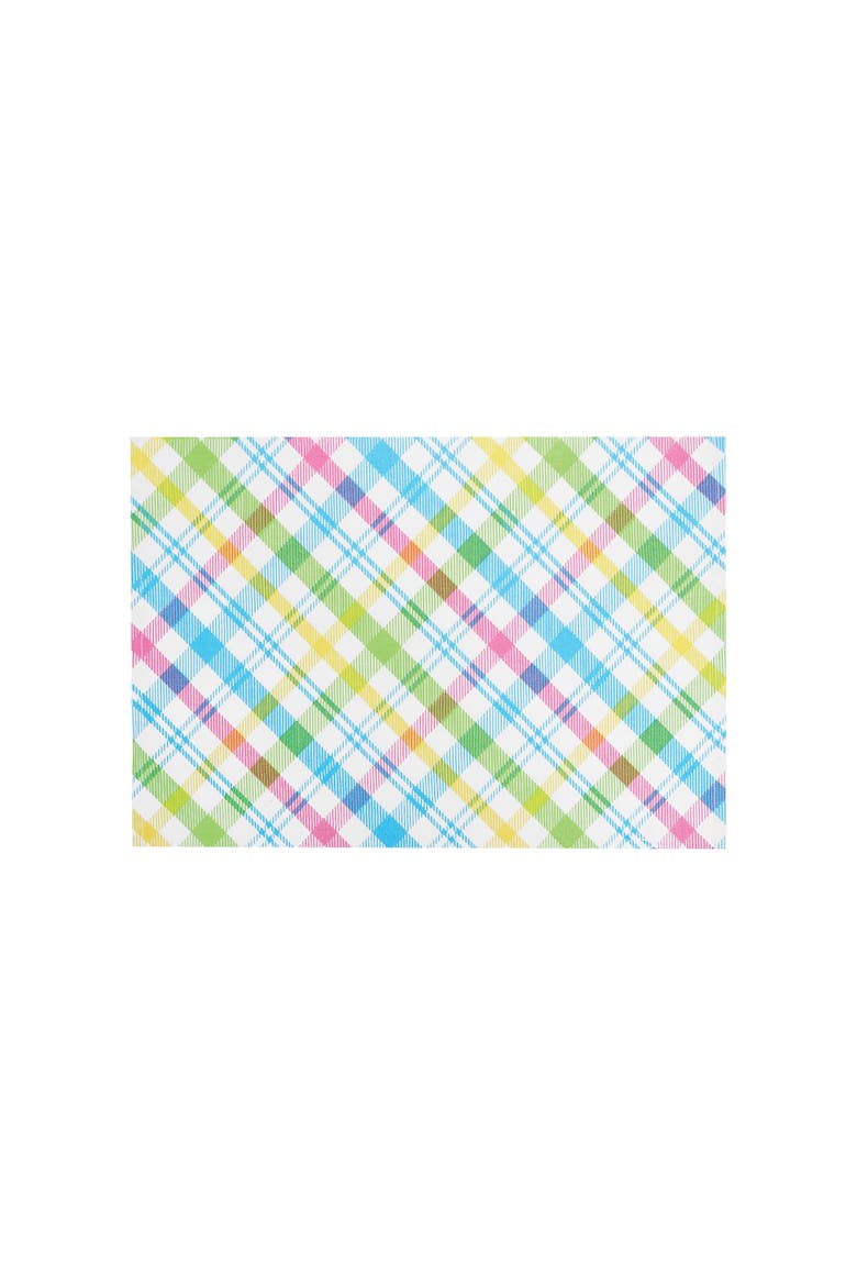 Spring Blossom Plaid Easter 100% Cotton Set of 6 Placemats 13" x 19", Main, color, Red
