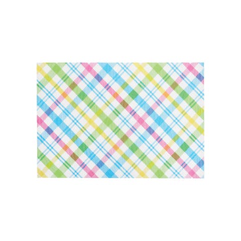 Spring Blossom Easter Plaid Printed Placemats Set of 6 Springtime, 13" x 19"