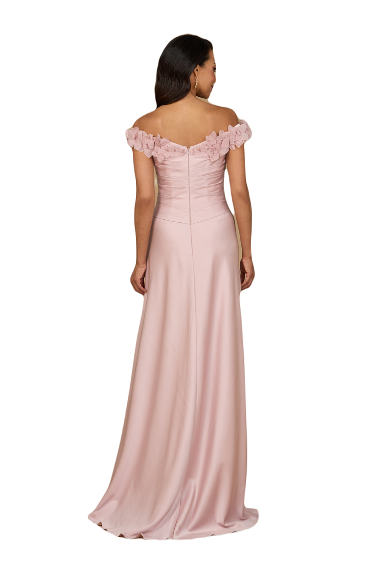 Off Shoulder Satin Gown, Alternate, color, Blush