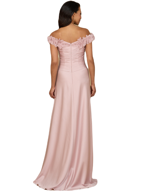 Lara New York Off Shoulder Satin Gown In Blush