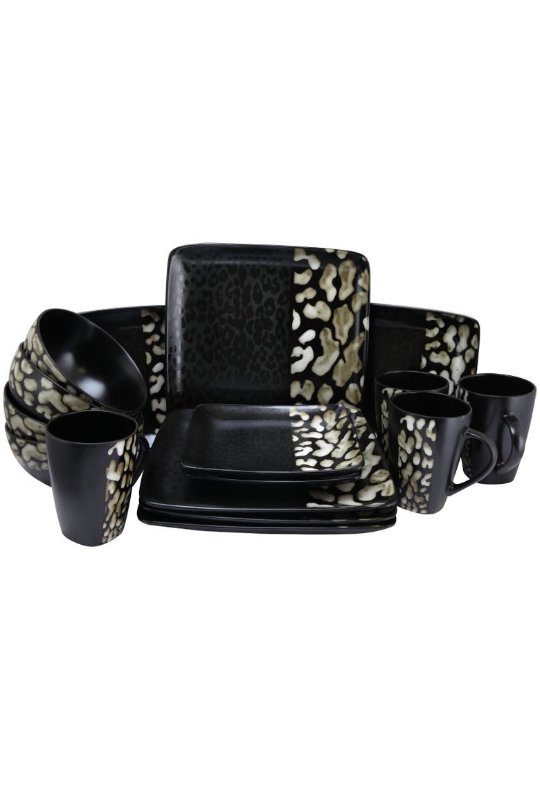 Savannah 16 Piece Stoneware Dinnerware Set, Alternate, color, Black