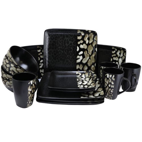 Elama Savannah 16 Piece Stoneware Dinnerware Set In Multi