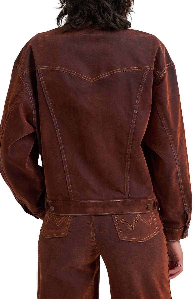 Wrangler Flocked Denim Cowboy Jacket, Alternate, color, Cinnamon Hill