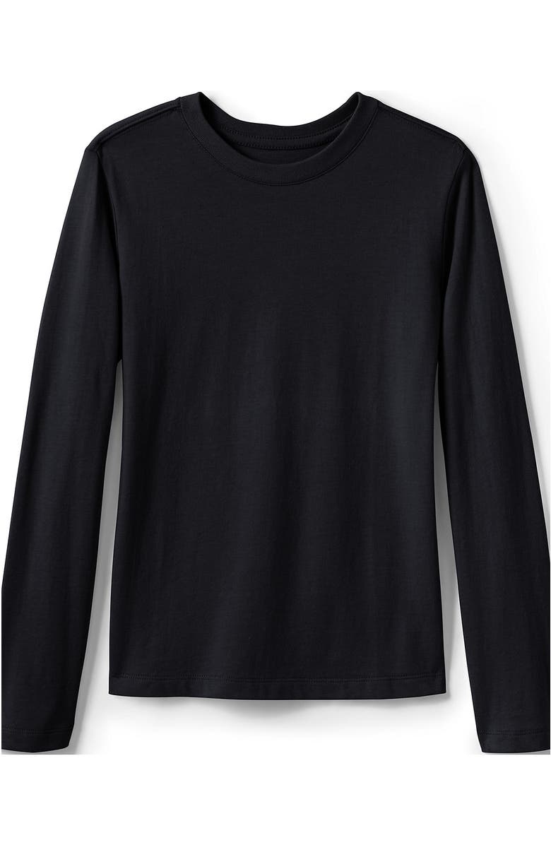 Lands' End School Uniform Girls Long Sleeve Essential T-shirt, Alternate, color, Black