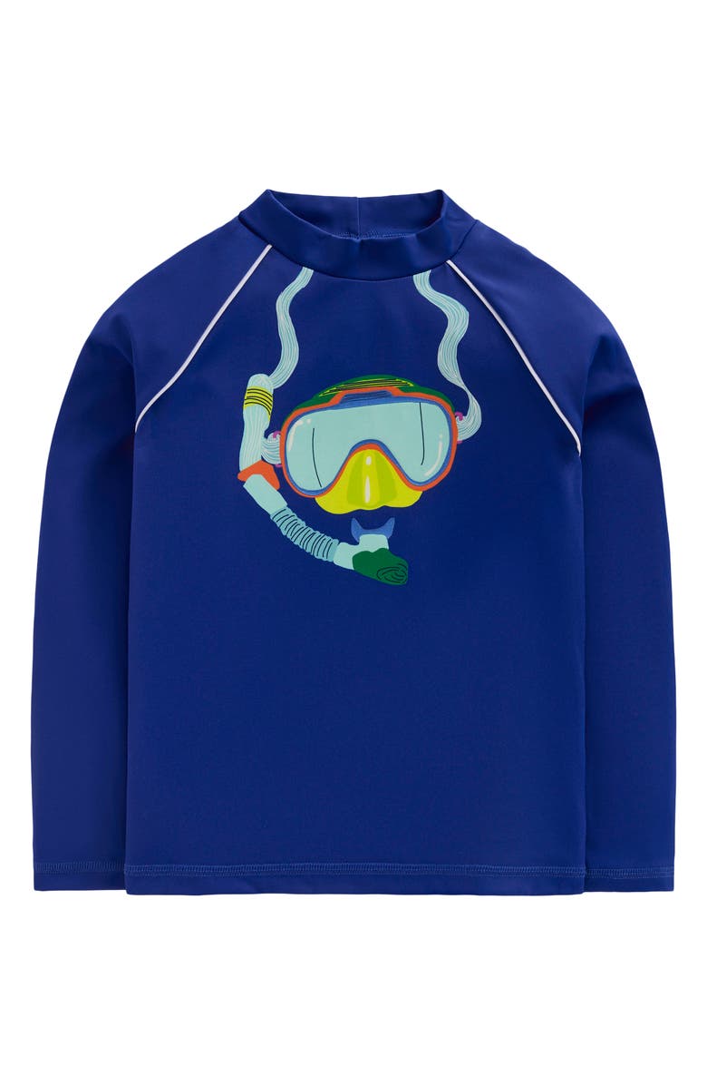 Mini Boden Kids' Sun Safe Fun Long Sleeve Rashguard, Main, color, Blue Scuba Mask