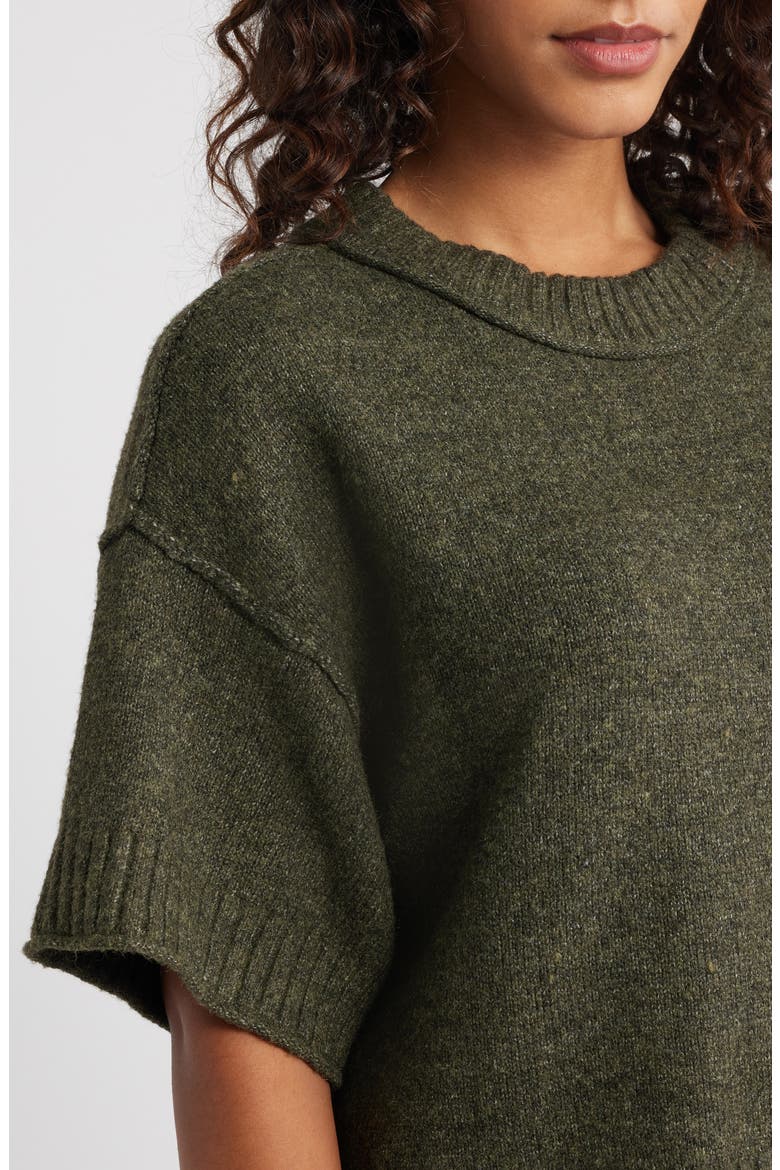 Broome Crop Short Sleeve Sweater, Alternate, color, OLIVE