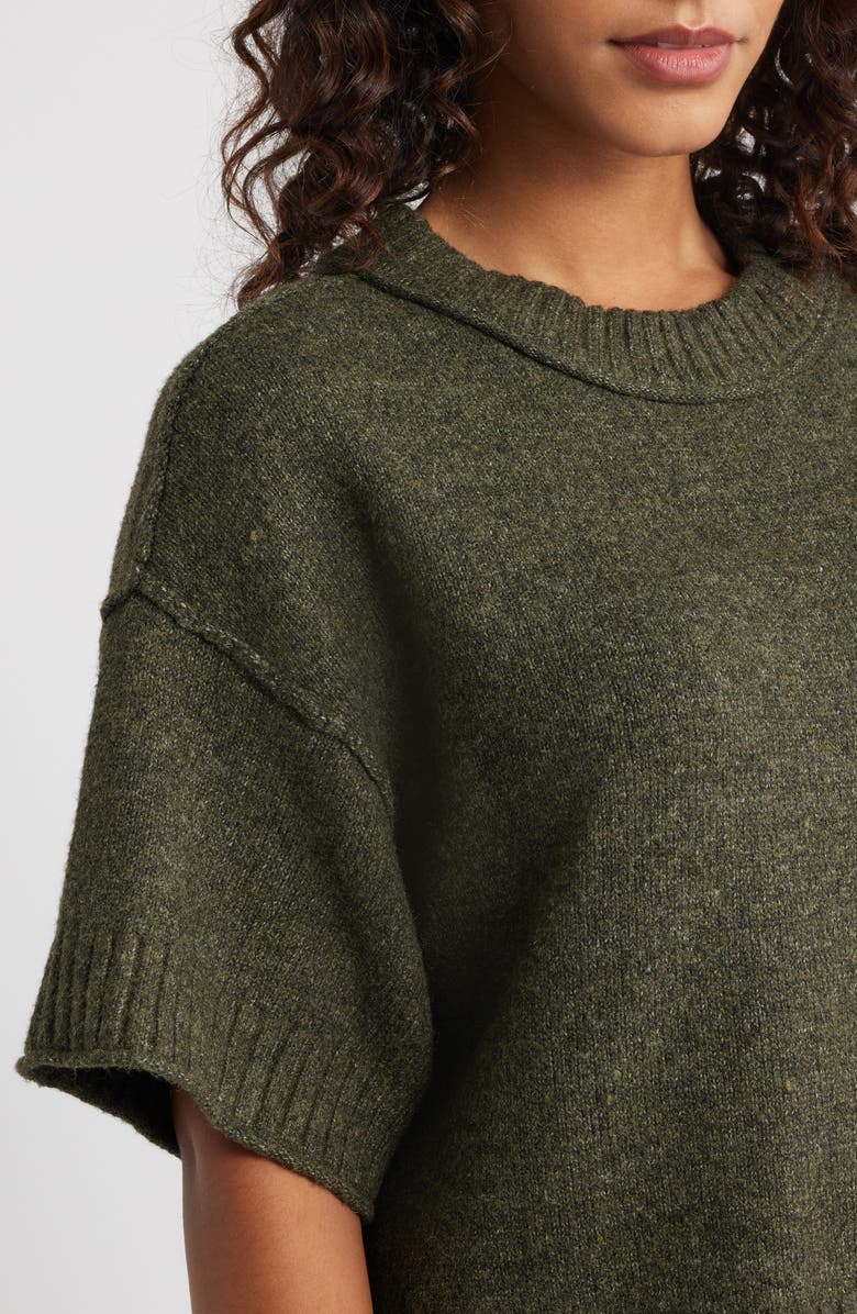 CITY BLUES Broome Crop Short Sleeve Sweater, Alternate, color, Olive