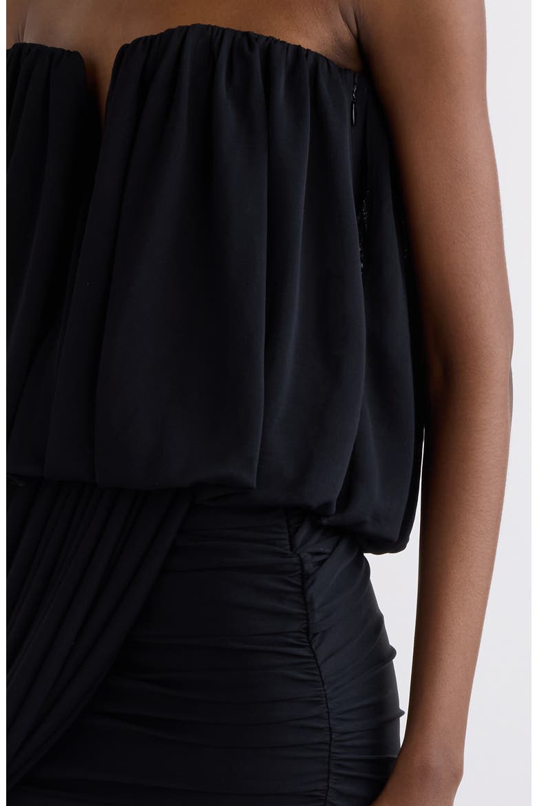 Adelita Draped Jersey Strapless Minidress, Alternate, color, BLACK