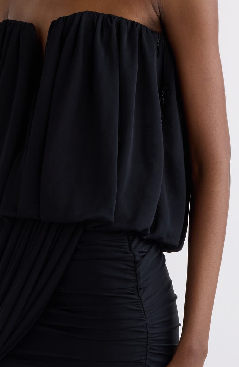 Isabel Marant Adelita Draped Jersey Strapless Minidress, Alternate, color, Black
