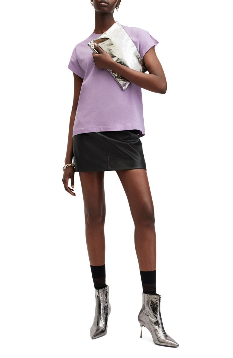 AllSaints Rue Slit Sleeve Cotton T-Shirt, Alternate, color, Petal Purple