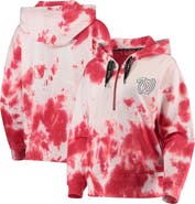 DKNY SPORT Women's DKNY Sport White/Red Washington Nationals Dakota Tie-Dye Half-Zip Hoodie