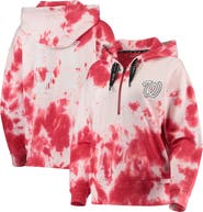 DKNY SPORT Women's DKNY Sport White/Red Washington Nationals Dakota Tie-Dye Half-Zip Hoodie