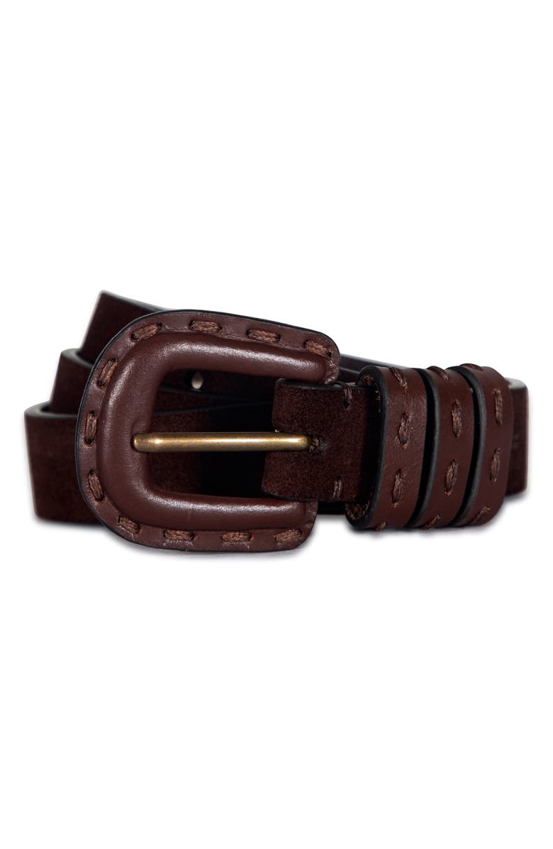 Frye Topstitched Leather Belt, Main, color,