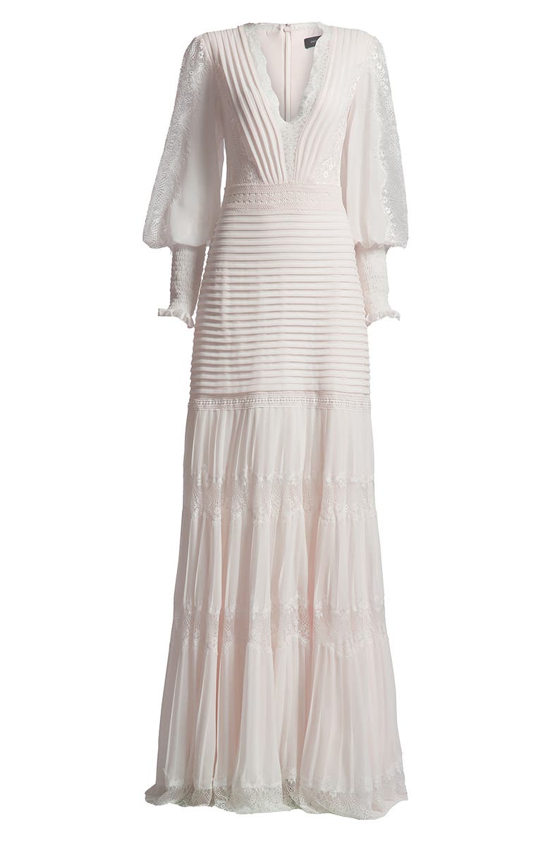 Tadashi Shoji Pintuck Detail Long Sleeve Gown, Alternate, color, 