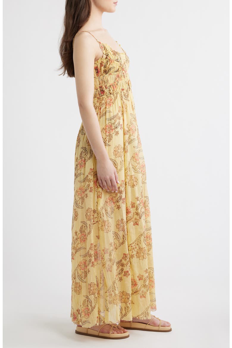 Ciella Floral Cotton Maxi Dress, Alternate, color, VANILLA CUSTARD COMBO