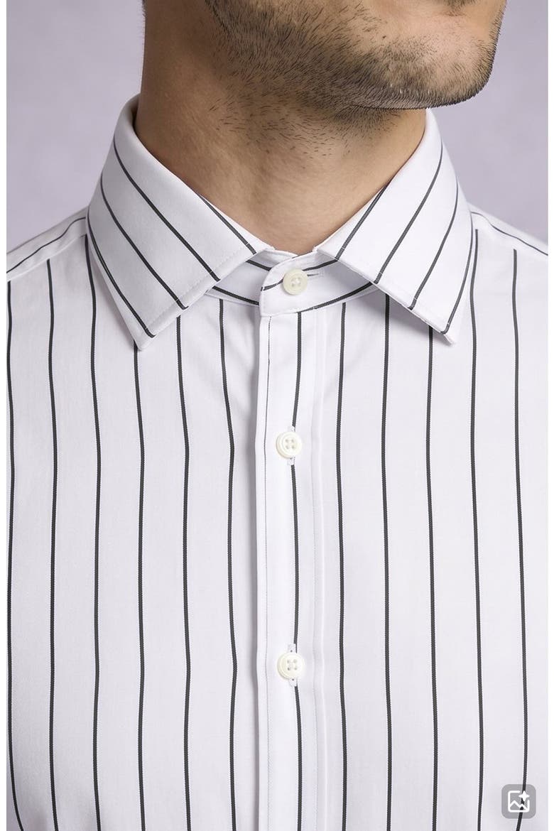 Stripe Cotton Dress Shirt, Alternate, color, WHITE
