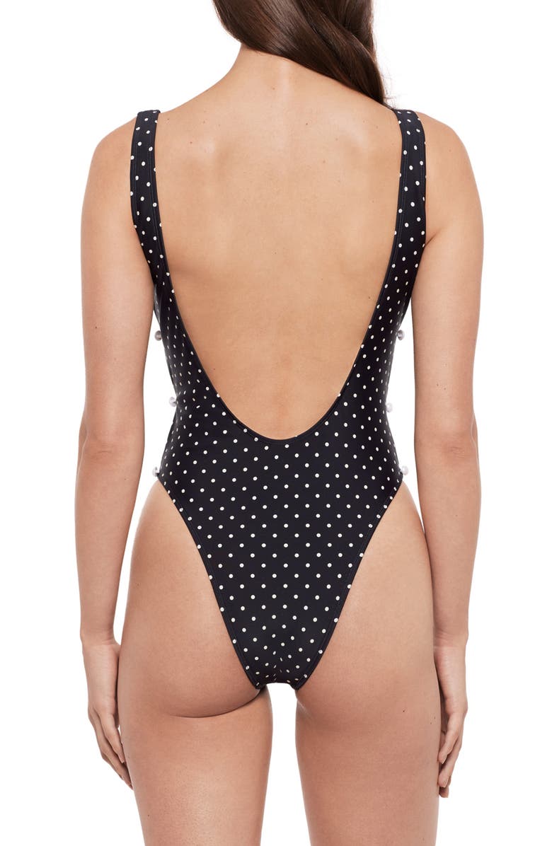 Steve Madden Side Cutout Open Back One-Piece Swimsuit, Alternate, color, Raven Black
