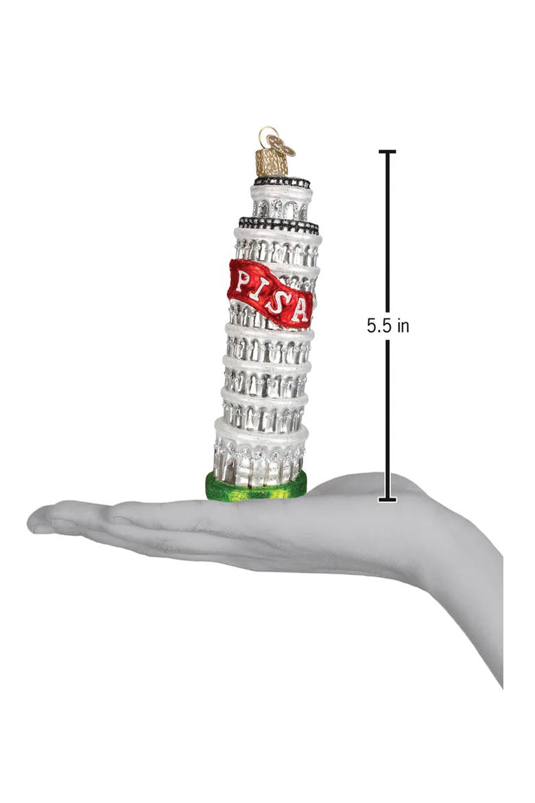 Leaning Tower of Pisa Glass Christmas Ornament, Alternate, color, SILVER MULTI