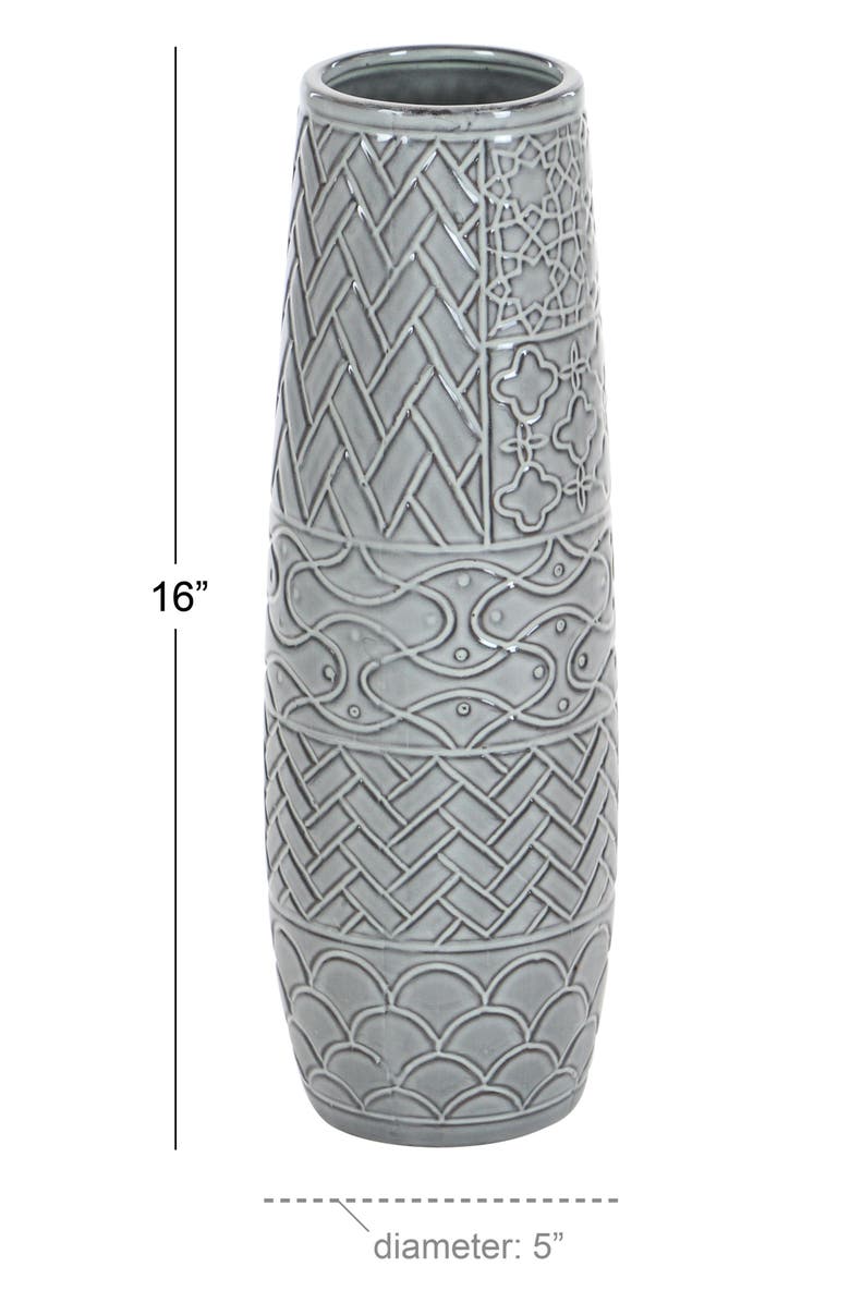 SONOMA SAGE HOME Gray Ceramic Vase with Varying Patterns, Alternate, color, 