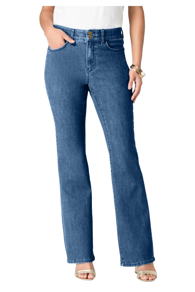Plus Size High Rise Tummy Control Bootcut Jeans, Main, color, MEDIUM WASH