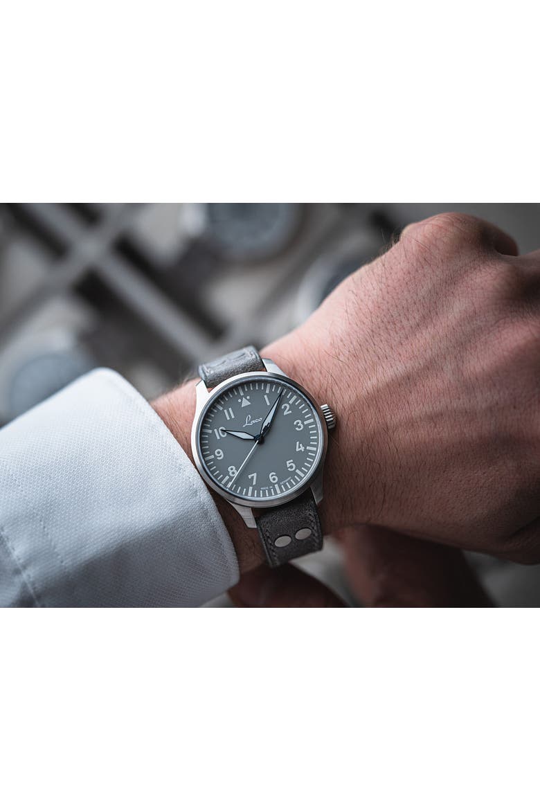 Augsburg - 39mm, Gray Dial, Automatic, Riveted Leather Strap, Alternate, color, Gray