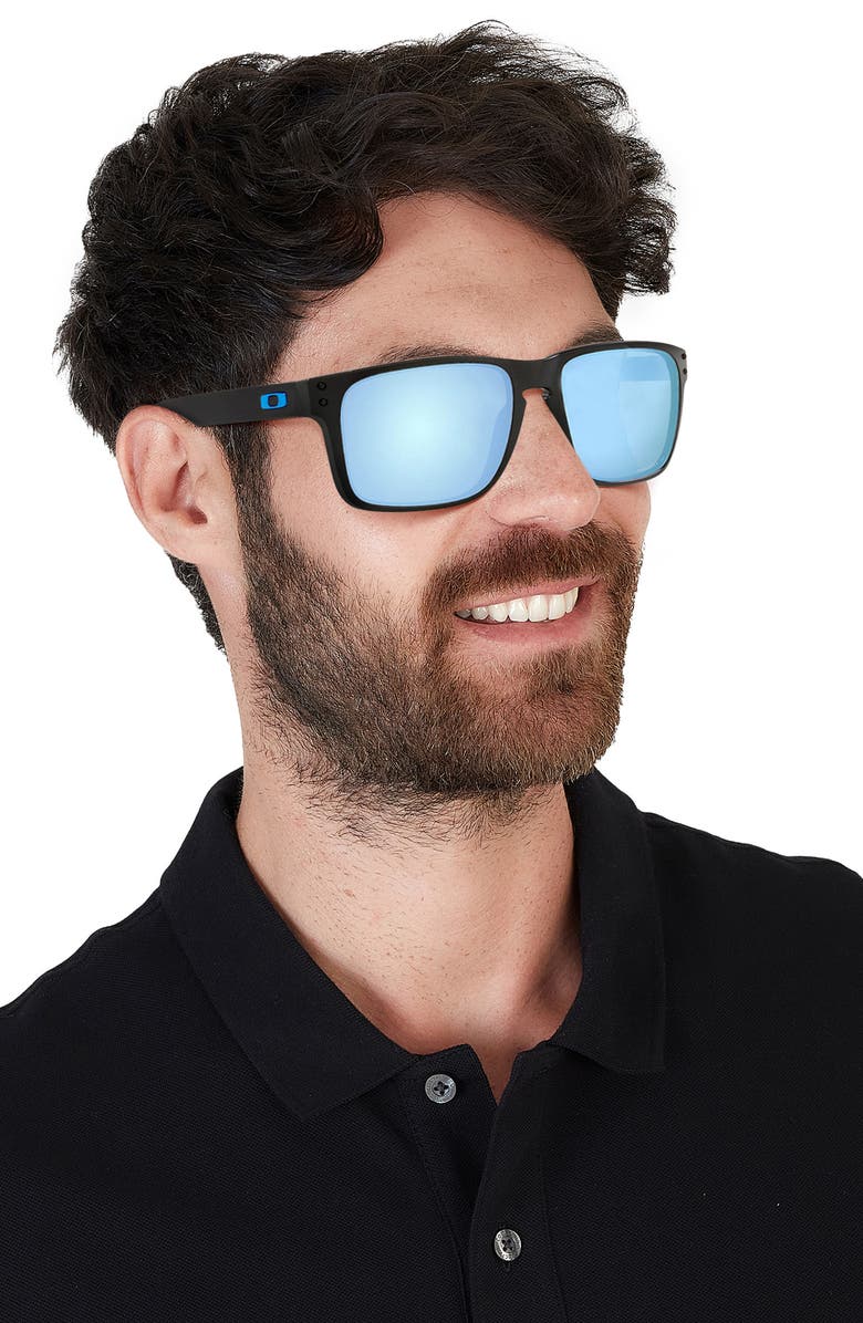 Oakley 59mm Polarized Square Sunglasses, Alternate, color, Matte Black/ Deep Polarized