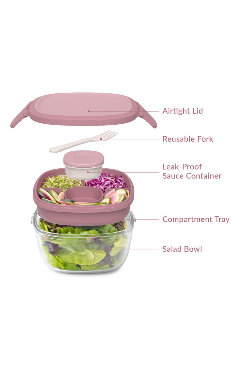 BENTGO Glass Leak Proof Dark Gray Salad Container, Alternate, color, Rose