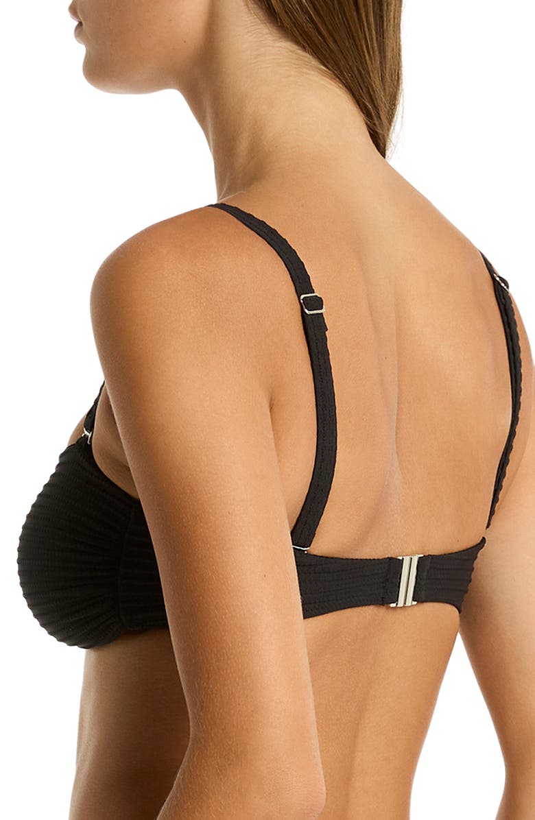 Sea Level U-Bar Bandeau Bikini Top, Alternate, color, Black