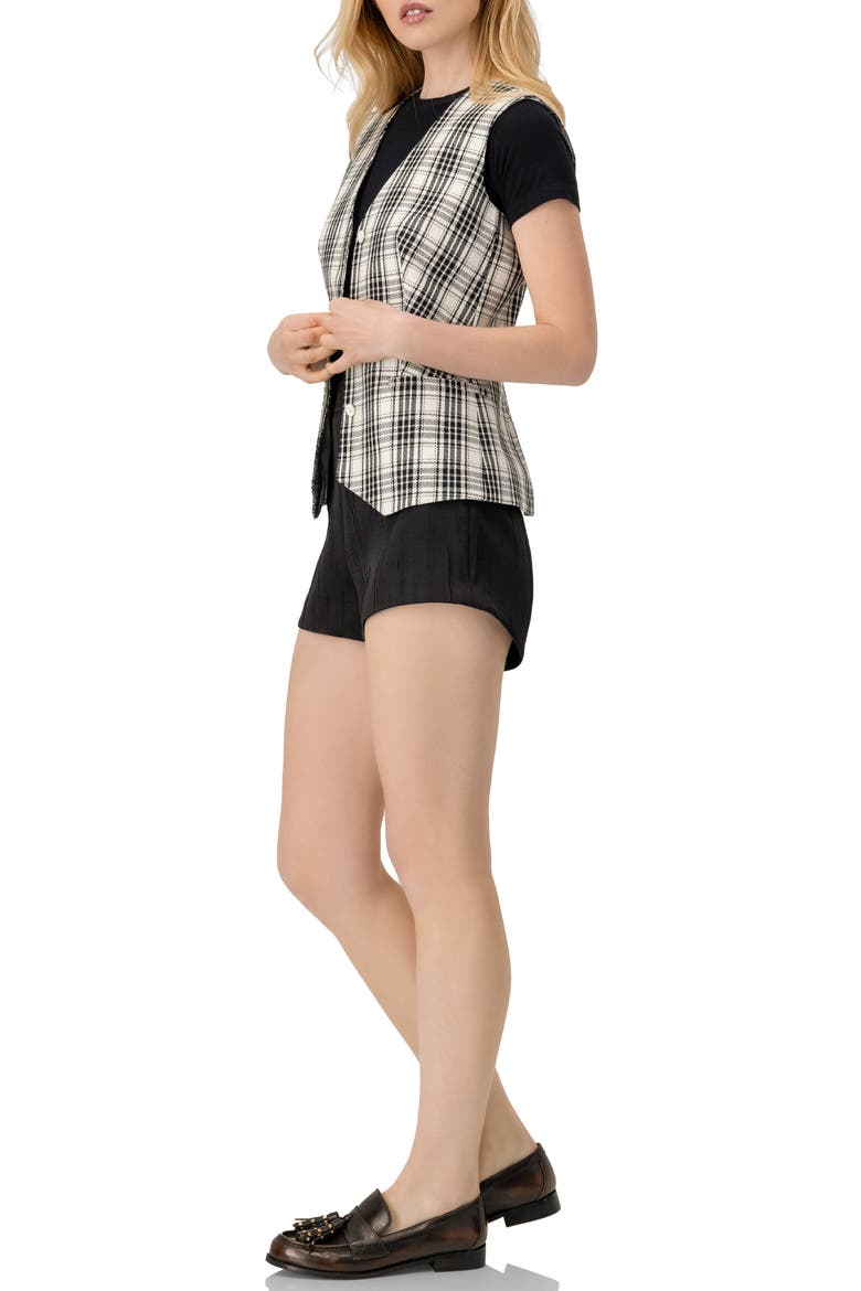 Plaid Vest with Tie Belt, Alternate, color, Black