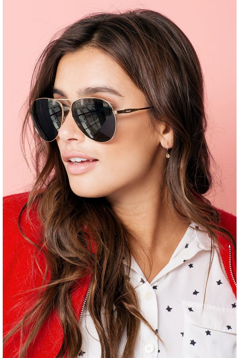 Lodi 62mm Mirrored Aviator Sunglasses, Alternate, color, GREEN TINT/ GOLD