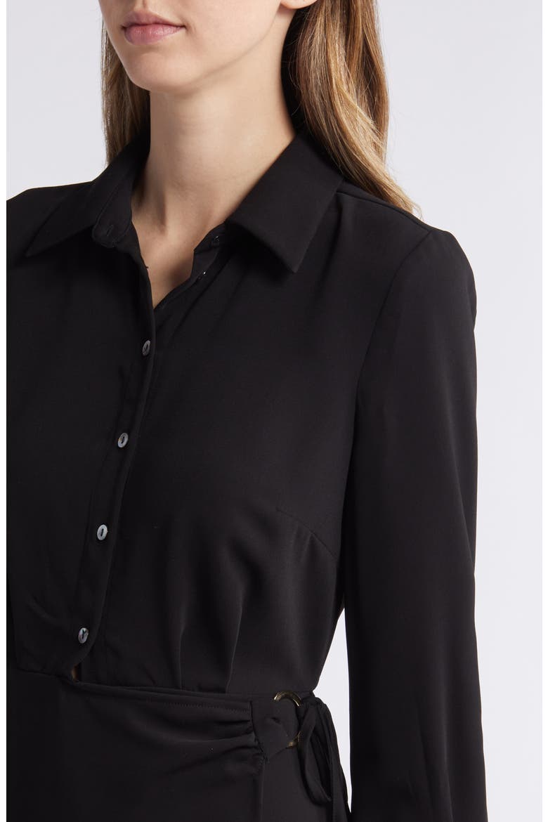 Long Sleeve Sheath Shirtdress, Alternate, color, BLACK